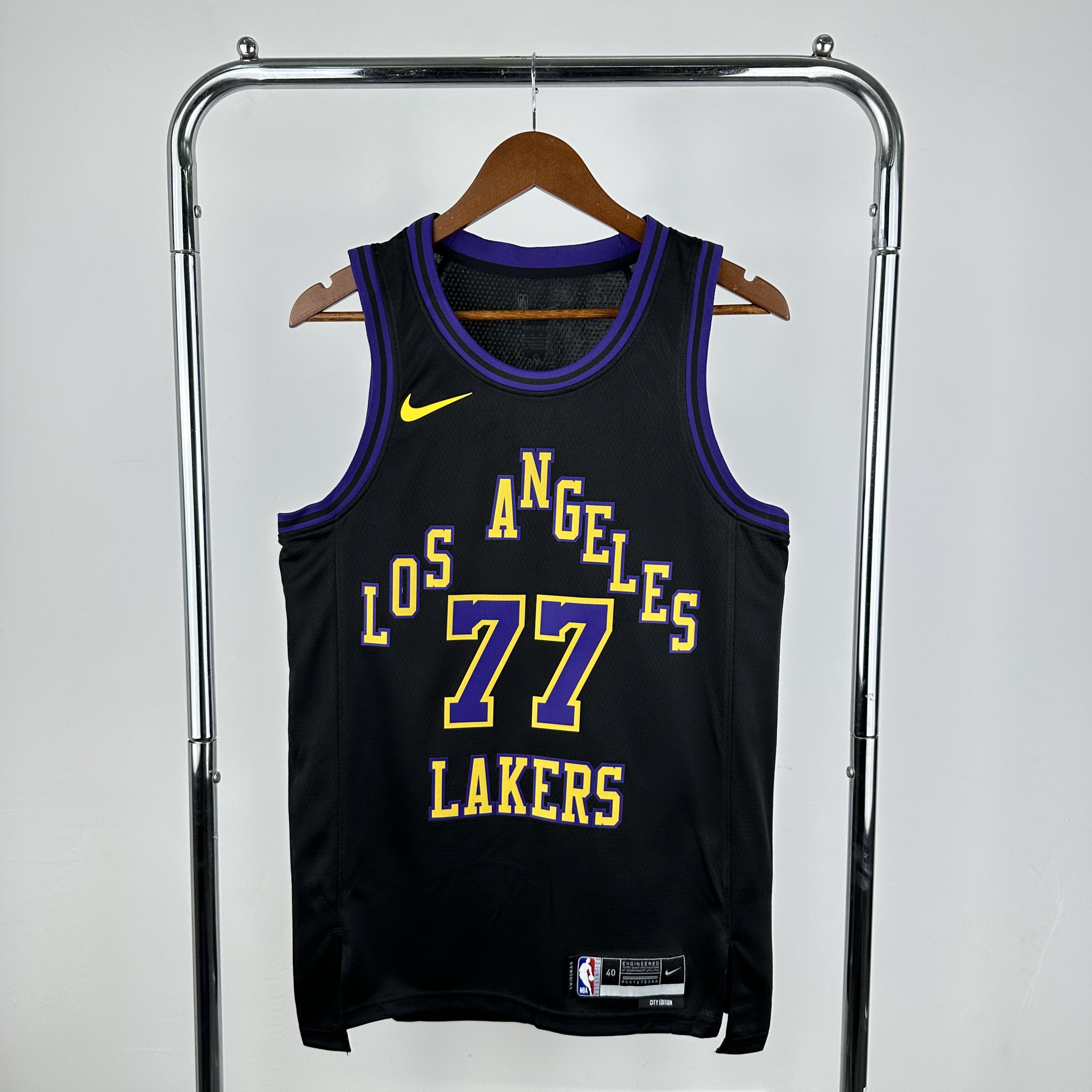 Men Los Angeles Lakers #77 Doncic Black City Edition Season Nike 2025 NBA Jersey style 1
